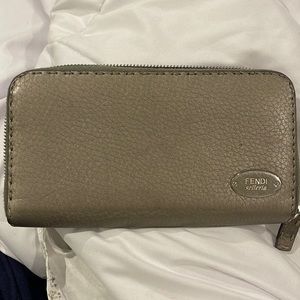 Authentic FENDI Selleria Leather Continental Wallet.  Beige